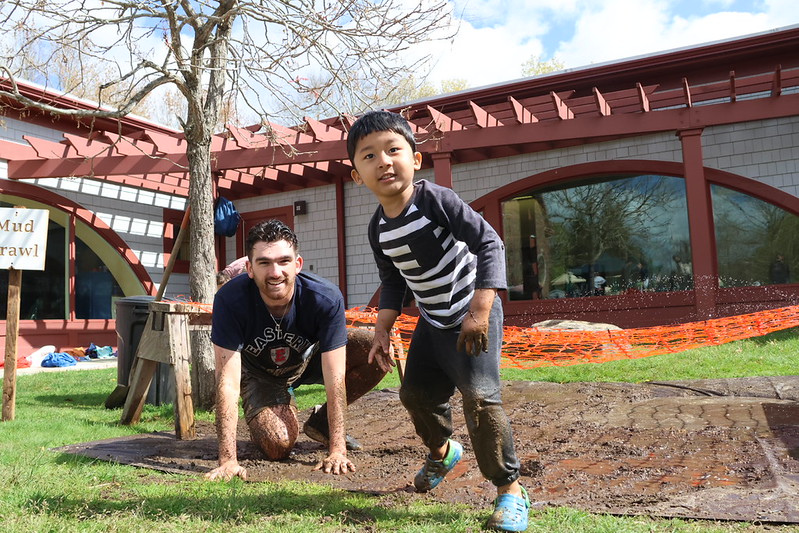Mud crawl with child and college student