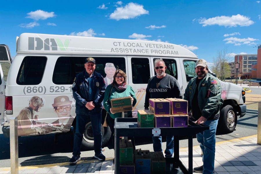 Vogt at the Walter Reed Hospital delivering Girl Scout Cookies
