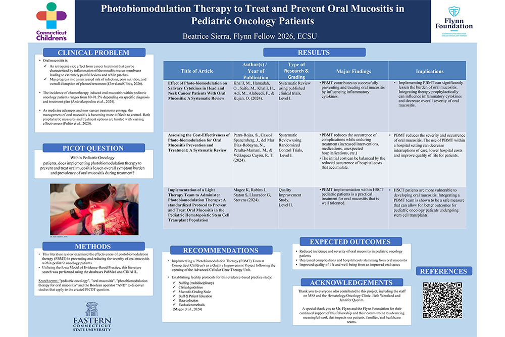 A digital display of Sierra's poster, displaying her research and results.