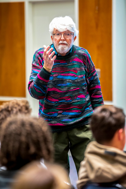 John Murphy, Communications, Film, and Theatre Lecturer, gives a lecture on censorship in broadcast media.