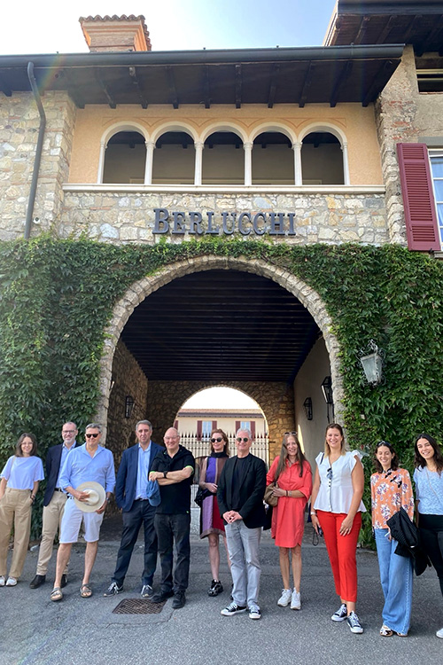 Global Wine Business Institute representatives and stakeholders at an event in Milan, Italy.