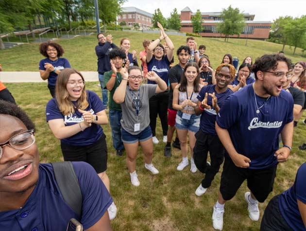 students cheering