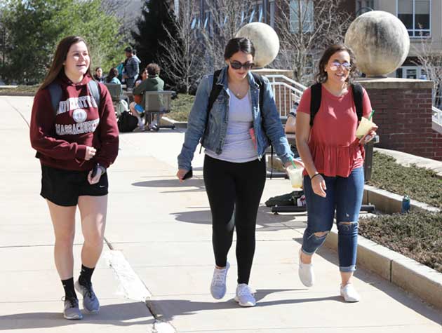 students walking