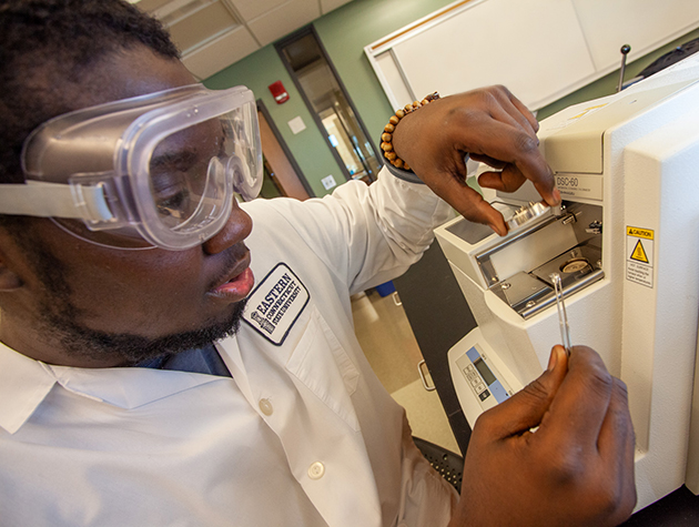 student doing research