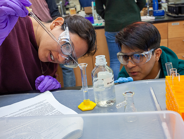 students working on lab tests