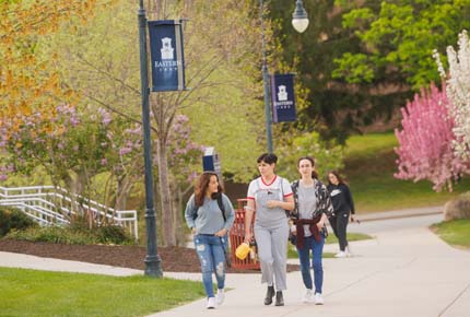 students walking on campus