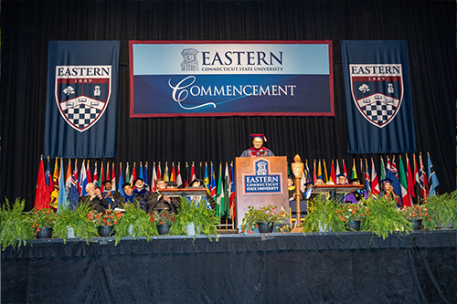 President Karim Ismaili speaking during commencement