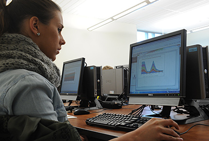 Student sitting at computer