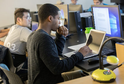 Student working on computer