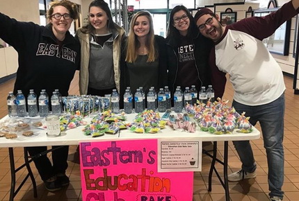 Students of the Elementary Education club having a bake sale