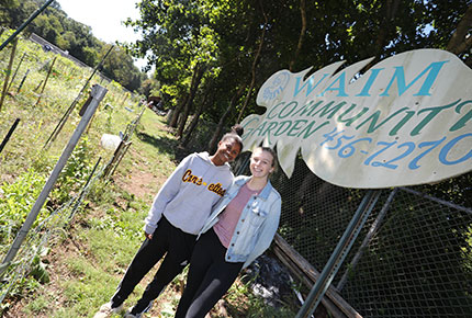 Students helping at community garden