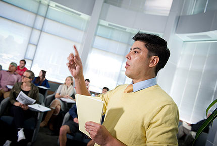 Professor lecturing in front of class