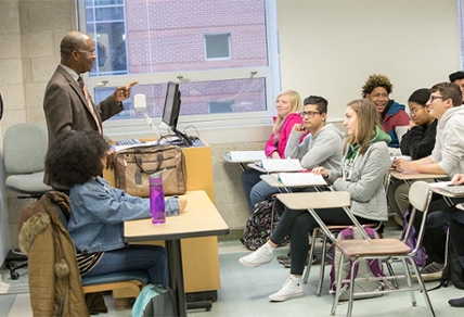 Professor lecturing in front of class