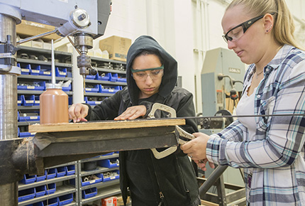 Students building a set