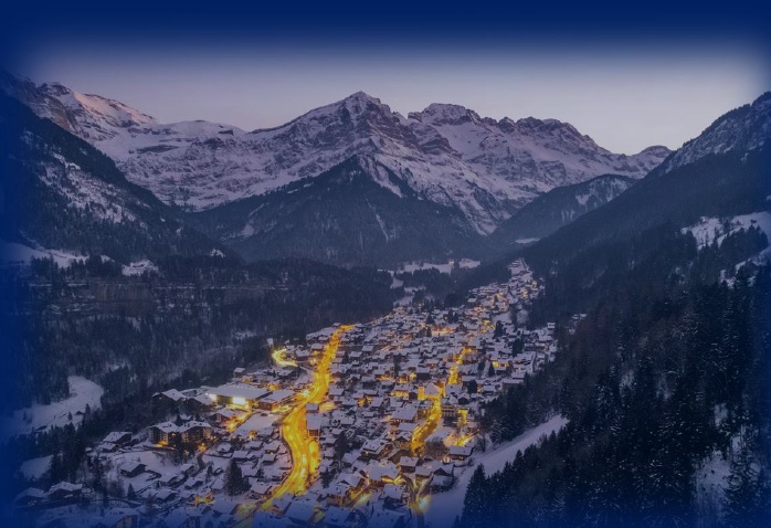 Swiss city at night
