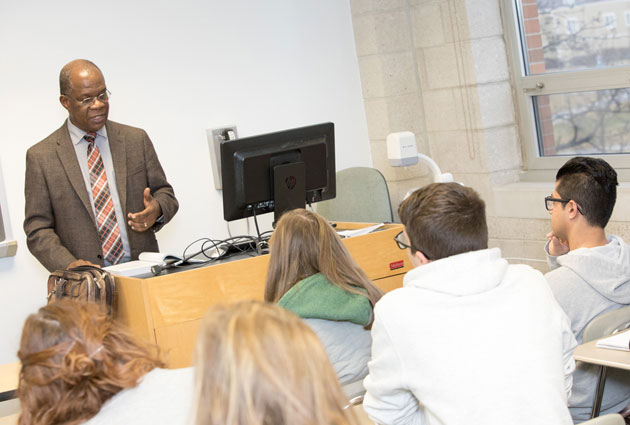 Professor speaking in front of class