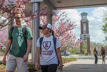 students walking on campus