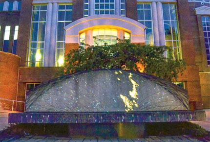 the sun bench in front of the J. Eugene Smith Library