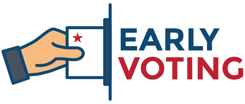 Early Voting with a hand holding a ballot
